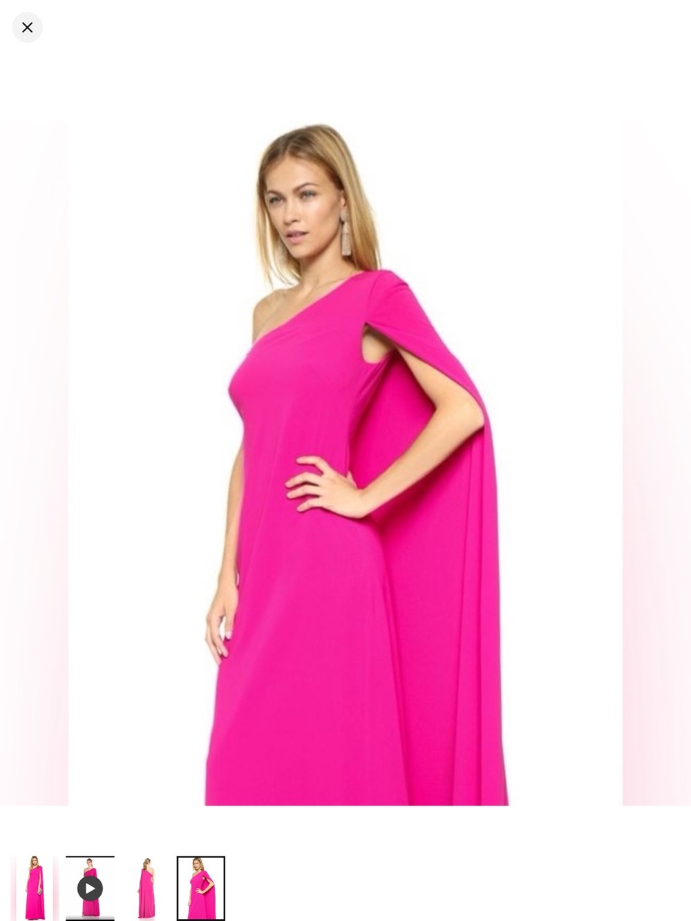 Jill Stuart One-Shoulder Cape Gown in Vivid Pink
